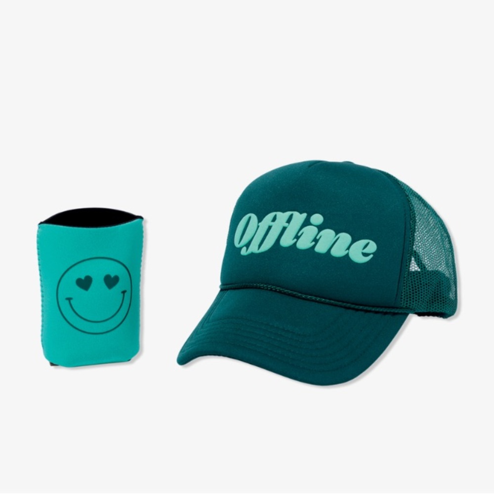 Teal Trucker Cap and Koozie Set